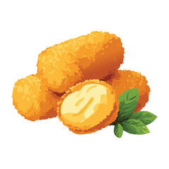 Crispy Fried Cheese Croquettes Snack - Vector Illustration