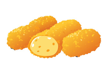 Tasty Golden Fried Cheese Rolls Appetizer - Vector Illustration