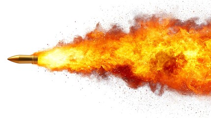 Clipart of a bullet leaving a visible air distortion effect as it travels through space on a clean white background symbolizing piercing, unstoppable speed