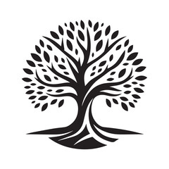 tree silhouette, editable vector image