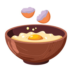 Eggs Cracking into Mixing Bowl - Vector Illustration