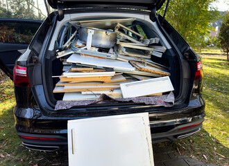 A vehicle loaded with bulky waste