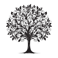 tree silhouette, editable vector image