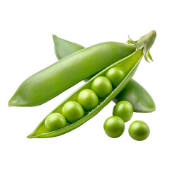Fresh green peas in pod isolated on white background