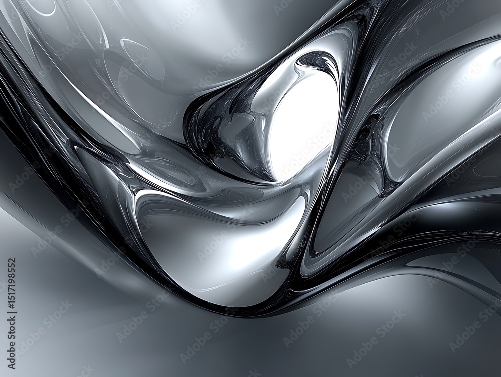 Fototapete abstract metallic flow with polished reflections and modern sleek design