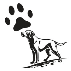 Minimalist Dog Paw Print Icon in Black and White.eps