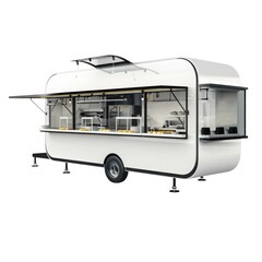 Food truck mobile kitchen concept on white background