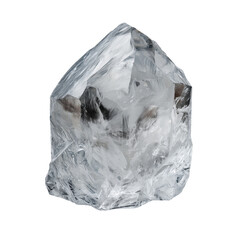 Clear quartz crystal isolated on white background