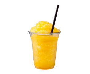 Refreshing yellow slush in a clear cup