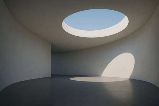 Modern minimalist architecture interior with skylight - Powered by Adobe