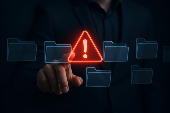Cybersecurity alert warning digital files data breach - Powered by Adobe