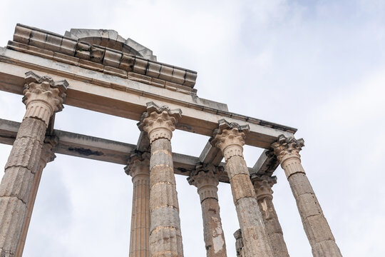 Roman Temple of Diana in M&eacute;rida, Spain on a Cloudy Day