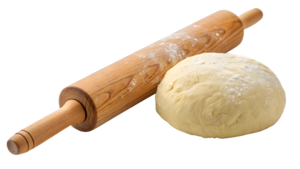 Uncooked Dough and Rolling Pin – Baking Preparation