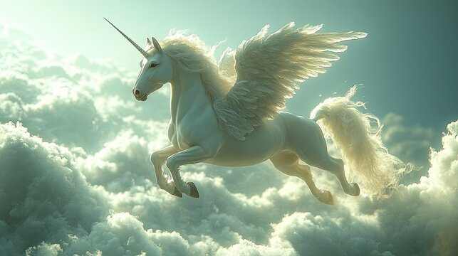 Majestic winged unicorn soaring through clouds (1)