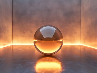 Luminous sphere radiating captivating energy in a contained space