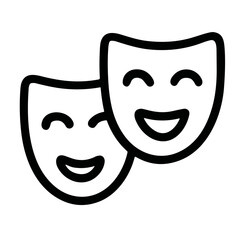 Simple Outline Smiling Face Comedy Tragedy Mask Stage Performance Icon