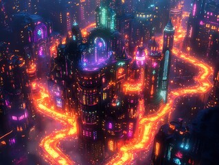 A breathtaking view of a futuristic cityscape with intricate architectural details