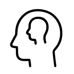 Simple Outline Head Inner Self Concept Mental Health Icon Design