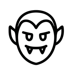 Simple Line Art Vampire Face Illustration Spooky Halloween Character Icon