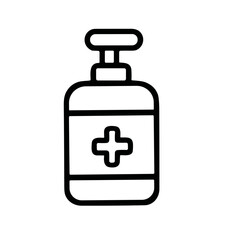 Outline Simple Handdrawn Sanitizer Bottle With Pump Healthcare Icon Element