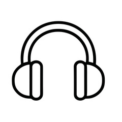 Minimalist Outline Headphones Device Listening Sound Equipment Line Art Icon