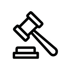 Minimalist Outline Style Gavel Judge Legal Symbol Court Auction Icon