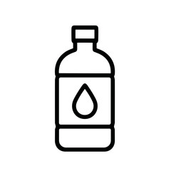 Simple Outline Water Bottle with Drop Symbol Healthcare Drink Icon