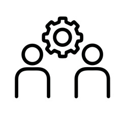 Simple Outline Gear Collaboration Teamwork Management Concept Process Icon Symbol