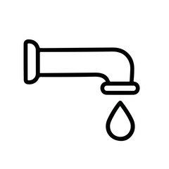 Fototapeta premium Simple Line Art Water Faucet with Dripping Drop Plumbing Icon