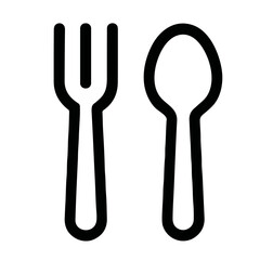 Simple Line Style Fork and Spoon Icon Design Food and Drink