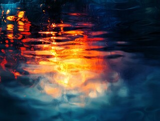 Abstract Water Reflections: A Dance of Color and Light on a Fluid Canvas