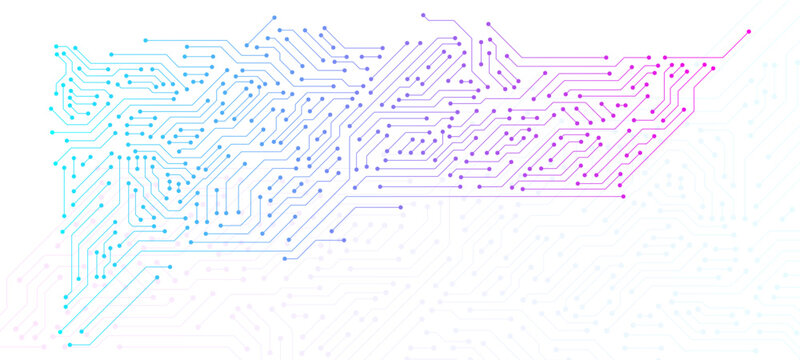 Circuit board electronic technology digital microchip semiconductor isolated on transparent background. Motherboard, CPU, Processor and Artificial Intelligence Concept. AI circuit board connected line
