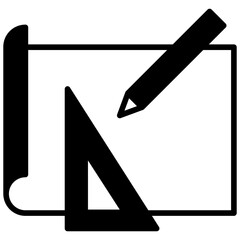 Draft Plan mini illustration glyph icon, use for research and development, education, industry, UI, UX kit, app and web development, digital or print.