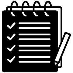 Field Notes mini illustration glyph icon, use for research and development, education, industry, UI, UX kit, app and web development, digital or print.