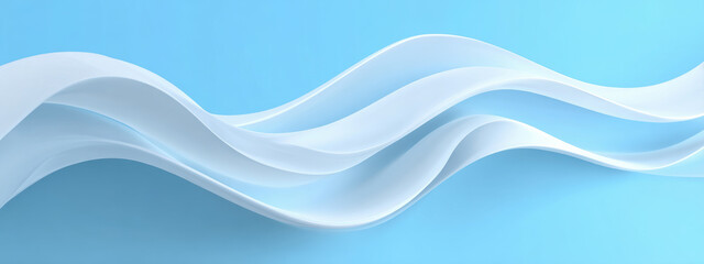 Fototapeta premium A serene abstract gradient background featuring a seamless transition between soft blue and white hues, enhanced by atmospheric lighting.