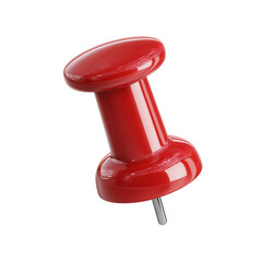 Red push pin isolated on white background