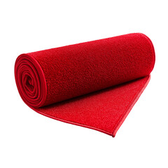 Rolled red carpet isolated on white background