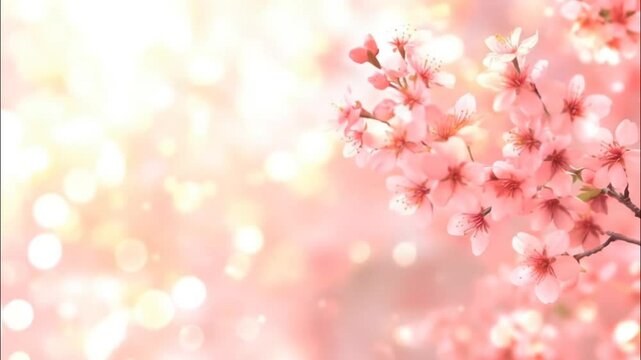 Beautiful pink cherry blossoms with soft romantic bokeh background seamless looping 4k time-lapse animation video background