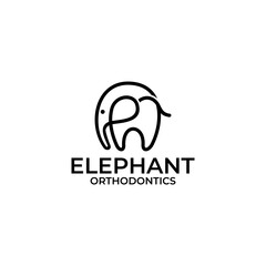 elephant and dental line art, unique logo designs. Elephant | Dental | Orthodontics