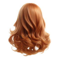 Naklejka premium Wavy auburn hair wig isolated on white background