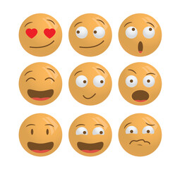 Emotional face emoji icons in different moods