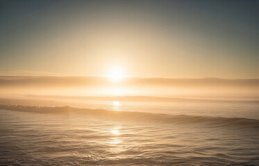 Fototapeta premium The golden dawn over ocean waves shines brightly in this image created for World Oceans Day, reminding us to cherish and preserve marine environments.