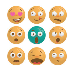 Emotional face emoji icons in different moods