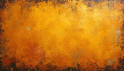 Obraz premium Abstract rustic orange texture background with dark brown rough edges. Dirty surface with grunge effect, perfect for designs, posters, artwork. Vintage aesthetic. Aged weathered wall with old paint,