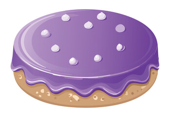 Purple Biscuit Cake with White Polka Dots - Vector Illustration