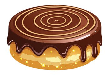 Chocolate Biscuit Cake with Spiral Icing - Vector Illustration