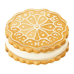 White Icing Patterned Biscuit Cake - Vector Illustration