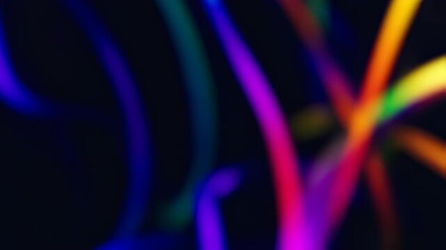 Abstract blur multicolored string of light in black background, Conceptual modern futuristic background 