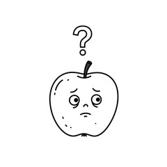 Obraz premium Anxious Apple with Question Mark Expressing Confusion and Uncertainty