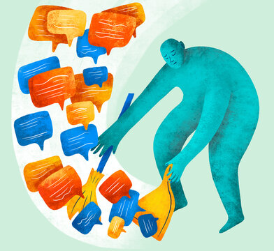 Clearing clutter and organizing thoughts with a broom